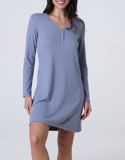 Camicia da Notte Scollo a V Manica Lunga Rib, avio, , LOVABLE