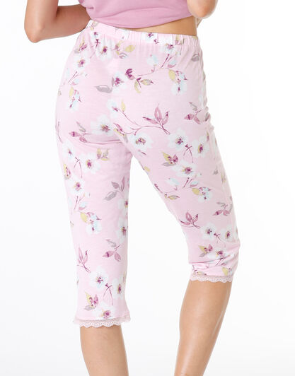 Pantalone del pigiama donna in 100% cotone modal, rosa con stampa floreale, , LOVABLE