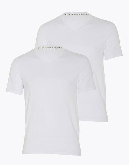 T-shirt girocollo uomo bipack in cotone biologico, bianco, , LOVABLE