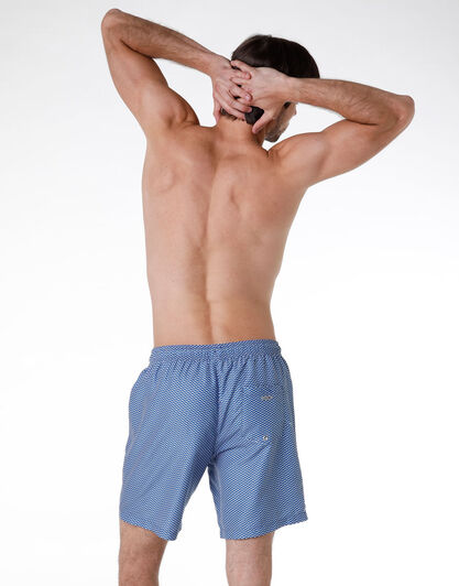 Costume Bermuda in tela mano pesca, stampa blu royal, , LOVABLE