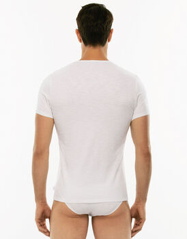 T-Shirt girocollo manica corta Slub Cotton bianca in cotone fiammato-LOVABLE