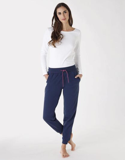 Jogger lungo donna in cotone, blu scuro , , LOVABLE