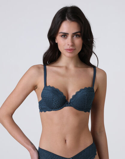 Reggiseno Imbottito con Ferretto Graphic Lace in pizzo, ottanio, , LOVABLE