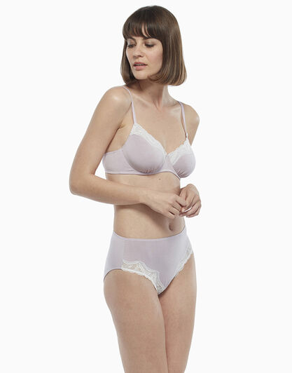 Slip vita alta, rosa e avorio, in modal e pizzo , , LOVABLE