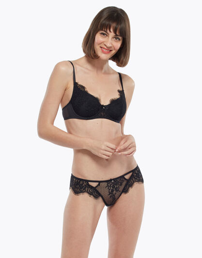 Brasiliano in tulle e pizzo, nero, , LOVABLE