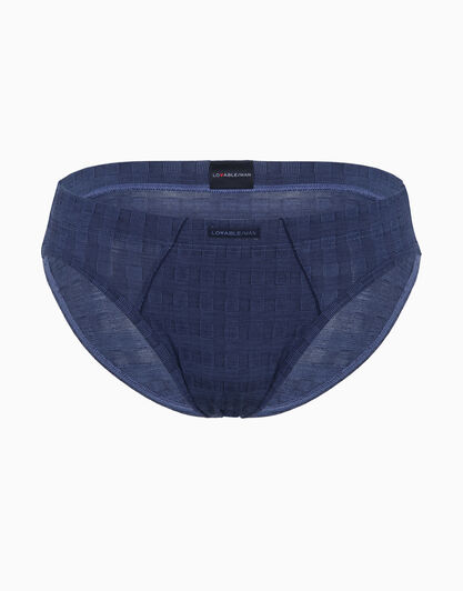 Slip scacchiera blu in micromodal, , LOVABLE