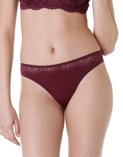 Brasiliano Stylish Lace in pizzo elastico e microfibra, bordeaux, , LOVABLE
