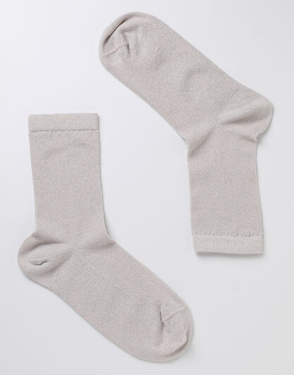 Calzini Corti Rib Lurex, panna, , LOVABLE