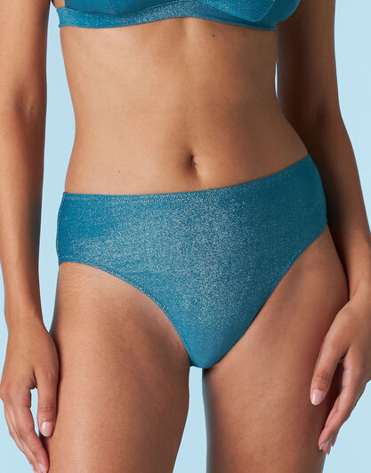 Costume Slip Vita Alta Plain Lurex in microfibra, ottanio, , LOVABLE