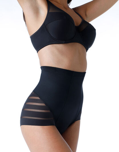Guaina Vita Alta Fancy Shaping in microfibra modellante e tulle, nero,  Guaina Vita Alta Fancy Shaping in microfibra modellante e tulle, nero, , LOVABLE