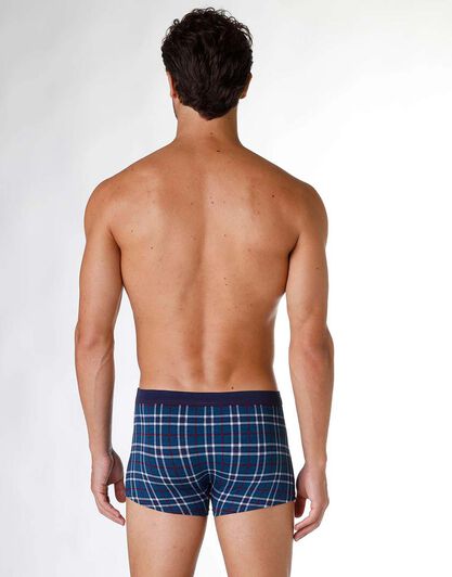 Boxer uomo in cotone elasticizzato, stampa check blu petrolio, , LOVABLE