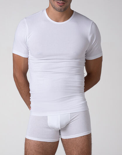 T-shirt girocollo Warm Sensation in Stretch Cotton, bianco,  T-shirt girocollo Warm Sensation in Stretch Cotton, bianco, , LOVABLE