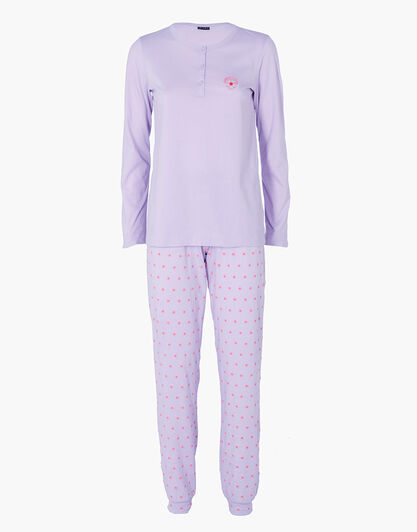 Pigiama Lungo serafino in Jersey, lilla, , LOVABLE