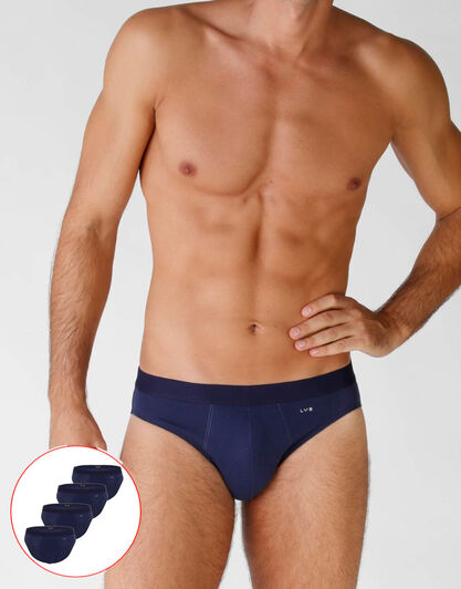Slip in cotone elasticizzato, confezione x4 blu, , LOVABLE