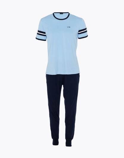 Pigiama con maniche corte uomo in 100% cotone, azzurro polvere, , LOVABLE