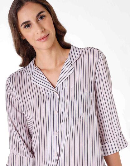 Pigiama lungo donna maniche 3/4 , a righe, , LOVABLE