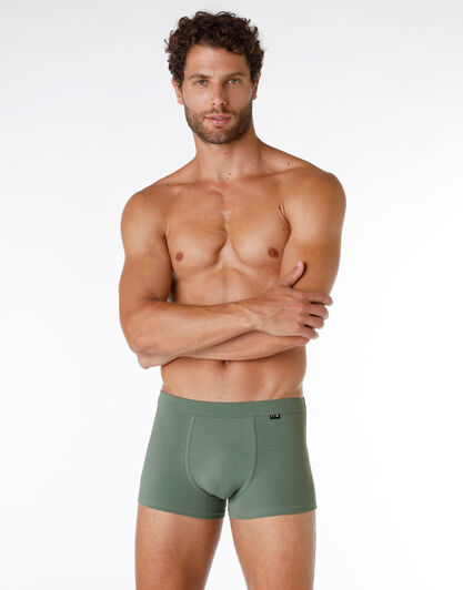 Boxer uomo in cotone elasticizzato, verde fango, , LOVABLE