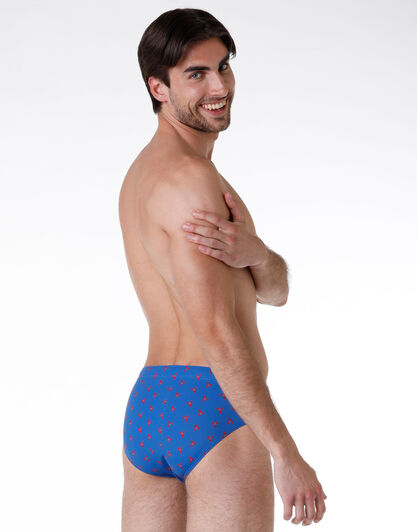 Costume slip indemagliato, blu royal con stampa, , LOVABLE
