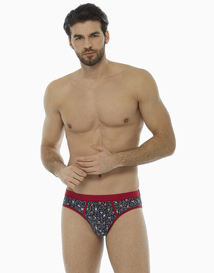 Slip nero stampa all over in cotone elasticizzato , , LOVABLE