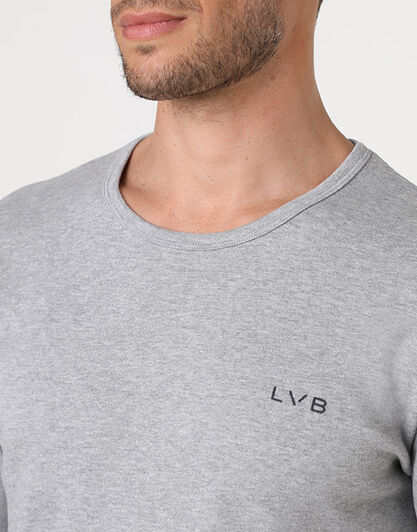 Pigiama Lungo Girocollo Interlock, grigio melange,  Pigiama Lungo Girocollo Interlock, grigio melange, , LOVABLE