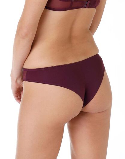 Brasiliano in microfibra e pizzo posh lace, bordeaux, , LOVABLE