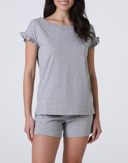 Pigiama Corto in Jersey, grigio melange a pois, , LOVABLE