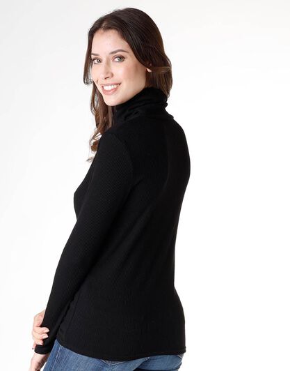 Maglia donna a maniche lunghe e collo alto Basic Warm, nero, , LOVABLE