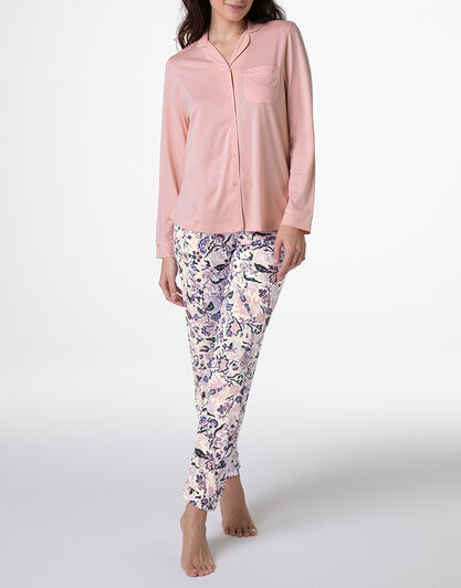 Pigiama Lungo aperto in Cotone Modal, rosa vintage, , LOVABLE
