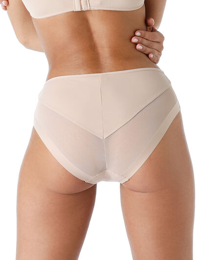 Slip Midi Classic Invisible in microfibra e tulle, cipria, , LOVABLE
