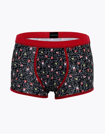Short nero stampa all over in cotone elasticizzato , , LOVABLE