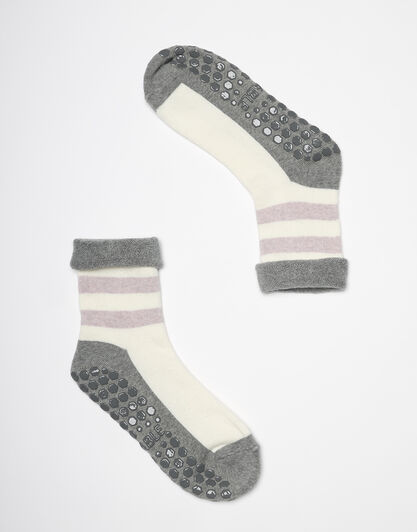 Calzini antiscivolo donna, avorio e grigio, , LOVABLE