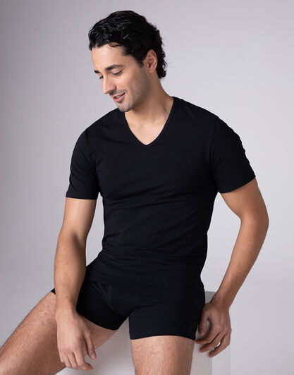 T-shirt scollo a V Cool Sensation in Stretch Cotton, nero, , LOVABLE