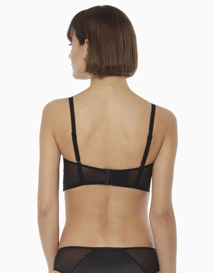 Reggiseno ferretto in raso, pizzo e tulle, nero, , LOVABLE