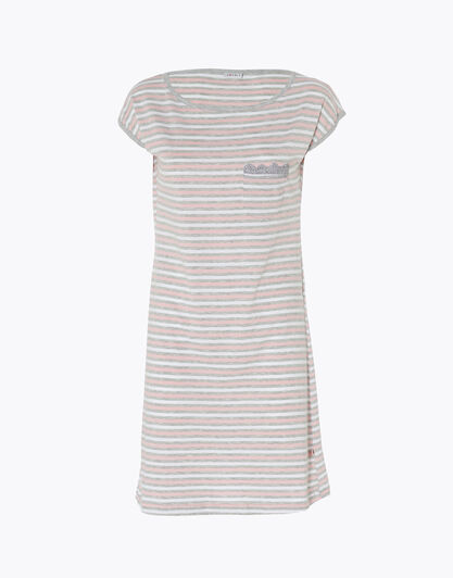 Camicia da notte a maniche corte in jersey di cotone, righe rosa e grigio, , LOVABLE