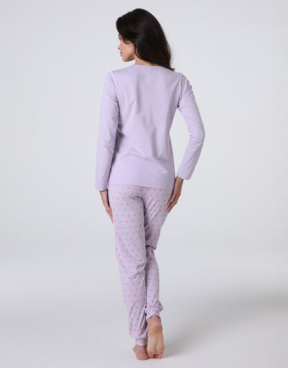 Pigiama Lungo serafino in Jersey, lilla, , LOVABLE