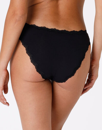 Slip mini Lovely nero in cotone elasticizzato con pizzo-LOVABLE