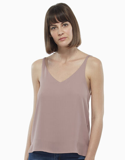Top con doppia spallina sul retro limestone, in georgette , , LOVABLE