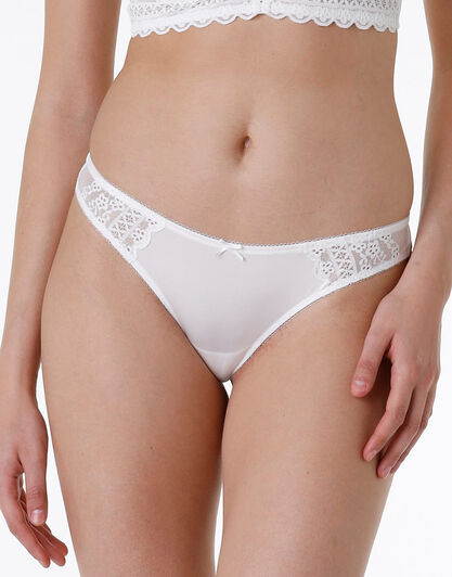 Brasiliano in pizzo elastico e microfibra Sangallo, bianco, , LOVABLE