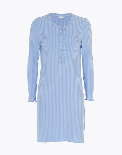 Camicia da notte in costina calda, azzurro ortensia, , LOVABLE