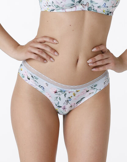 Brasiliano My Daily Comfort in microfibra, stampa primavera verde acqua, , LOVABLE