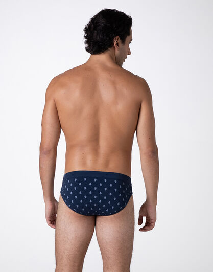 Slip Printed Stretch Cotton, blu stampa cachemire, , LOVABLE