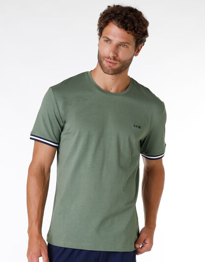 T-shirt del pigiama uomo in jersey di 100% cotone verde fango, , LOVABLE
