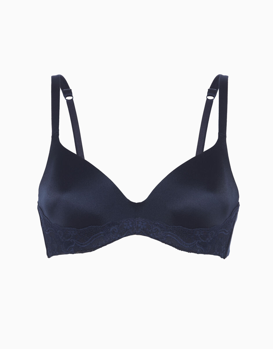 Reggiseno imbottito 24h Lift Feminine con sistema infilo sfilo ferretto blu notte in microfibra e pizzo