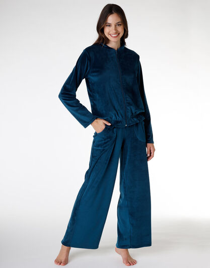 Homewear donna lungo in ciniglia, ottanio, , LOVABLE