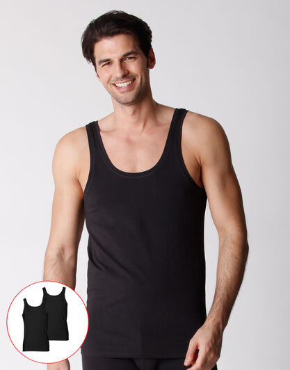 Canotta uomo in cotone biologico, confezione x2 nero, , LOVABLE