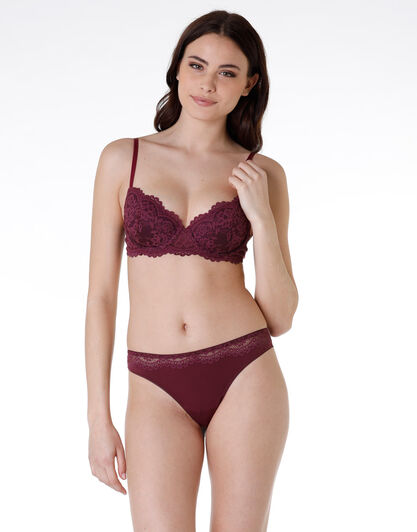 Brasiliano Stylish Lace in pizzo elastico e microfibra, bordeaux, , LOVABLE