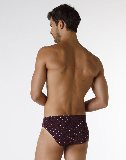 Slip Classic Cotton Modal, bordeaux con stampa geometrica, , LOVABLE