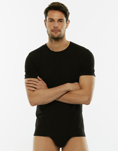 T-Shirt girocollo Cotton Stretch in cotone elasticizzato, nero, , LOVABLE