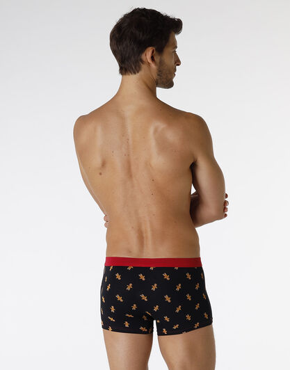 Boxer Funny Xmas in stretch cotton, nero con stampa pan di zenzero, , LOVABLE
