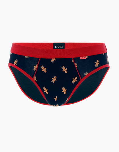 Slip Funny Xmas in stretch cotton, nero con stampa pan di zenzero, , LOVABLE